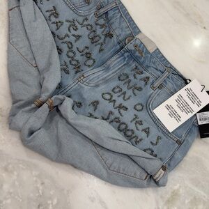 One Teaspoon Light Blue High-Rise Embellished Jeans